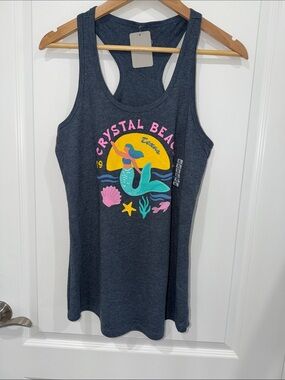Crystal Beach Mermaid Graphic Tank - Dark Heather Navy size XLarge NWT